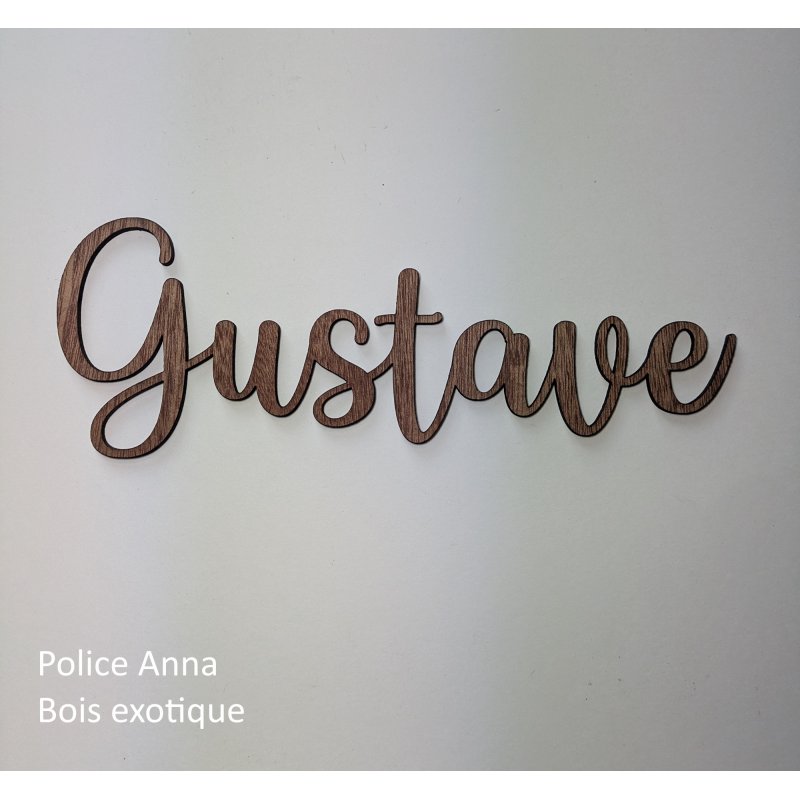 Grand Prénom en bois, police Anna à partir de