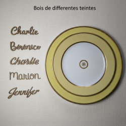 Prénom en bois, marque place
