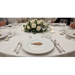 Feuille,  Marque Place en bois gravé.