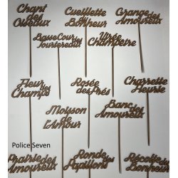 Nom de table Personnalisé, en Bois, sur pic ou support