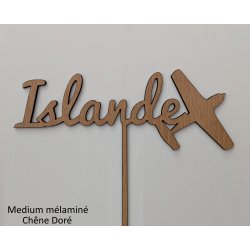 Nom de table Personnalisé avec un Avion, en Bois, sur pic ou support