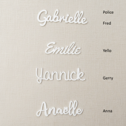 Prénom, marque place, en Plexi Blanc et Couleurs