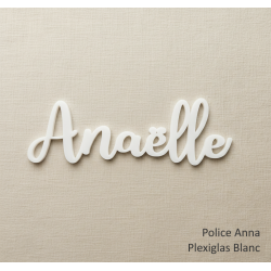 Prénom, marque place, en Plexi Blanc et Couleurs