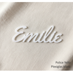 Prénom, marque place, en Plexi Blanc et Couleurs
