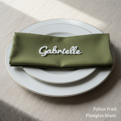 Prénom, marque place, en Plexi Blanc et Couleurs