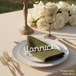 Prénom, marque place, en Plexi Blanc et Couleurs