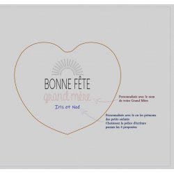 Planche en Bambou personnalisée - Cadeau Fête des Mamans ou Grands-Mères - Cœur 24x23 cm