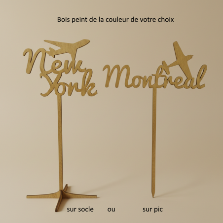 Nom de table Personnalisé avec un avion en bois Peint