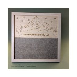 cadre porte-médailles de ski fille et garçon personnalisé au prénom