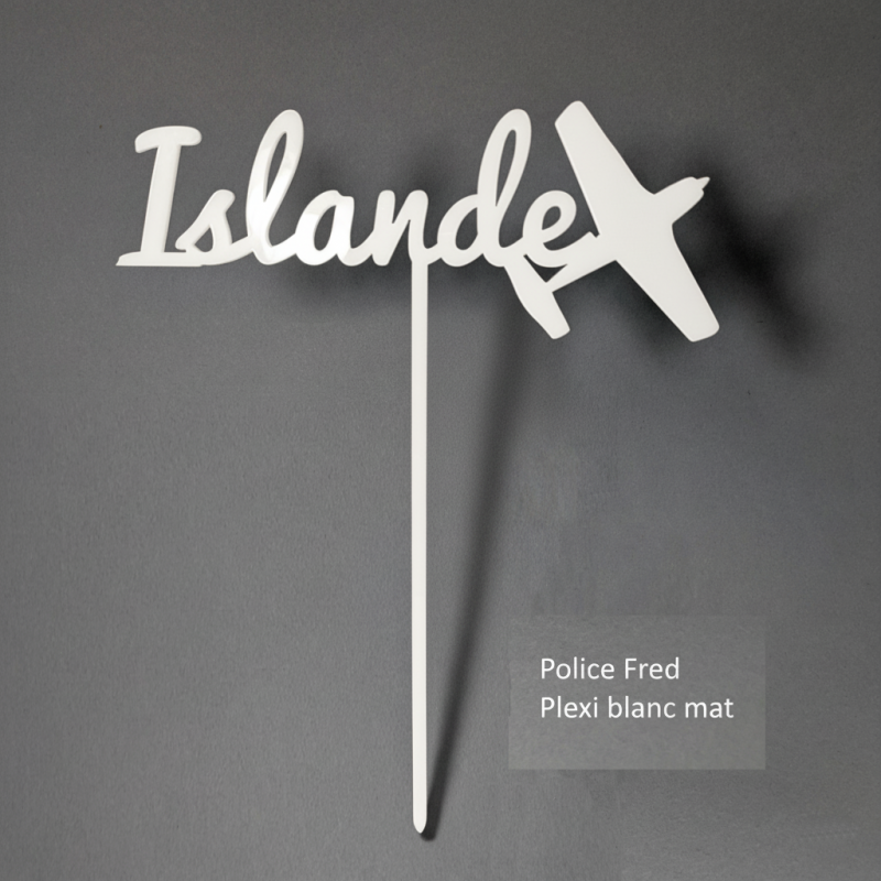 Nom de table Personnalisé avec un Avion, en PLEXI, sur pic ou support