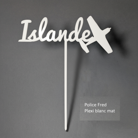 Nom de table Personnalisé avec un Avion, en PLEXI, sur pic ou support