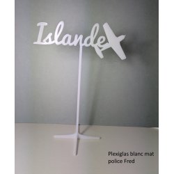Nom de table Personnalisé avec un Avion, en PLEXI, sur pic ou support