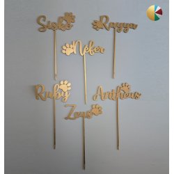 Nom de table Peint, Doublement Personnalisé avec le dessin de votre choix, sur pic