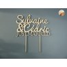 Cake Topper Mariage, Just Married, en bois ou peint Or, police Fred.