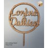 Cake Topper Mariage , dans un cercle ,  en bois,  police Fred.