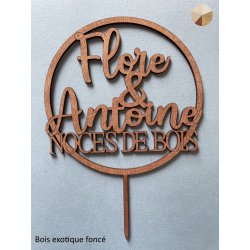Cake Topper  Noces de Bois, en bois.