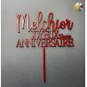 Cake Topper Anniversaire,  Joyeux Anniversaire avec l'âge, en medium naturel ou peint, police Anna