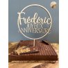 Cake Topper  Joyeux Anniversaire dans un cercle, en bois.