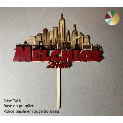 Cake Topper Villes, de votre choix, en bois  ou  peint