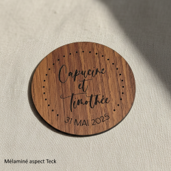 Sous Verre  bois 2 personnalisations : nom des mariés et date du mariage (modèle Clem)