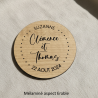 Sous Verre bois 3 personnalisations : nom des mariés, date du mariage et prénom de l'invité (modèle Clem)