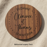 Sous Verre bois 3 personnalisations : nom des mariés, date du mariage et prénom de l'invité (modèle Clem)