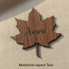 Feuille,  Marque Place en bois gravé.
