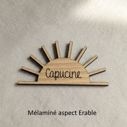 Demi-Soleil,  marque-place en bois gravés ou plexi