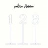 Numéro en chiffre, en PLEXI, transparent, or et couleur, sur pic ou support