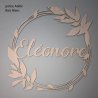 Couronne avec un  prénom, Bois , Feuilles et un chat