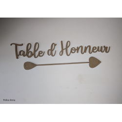 Table d'Honneur + 1 flèche + 6 étiquettes pour plan de table dans des cercles