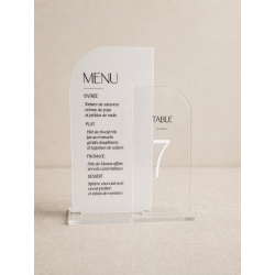 Menu et numéro en plexiglas Modèle Cristal