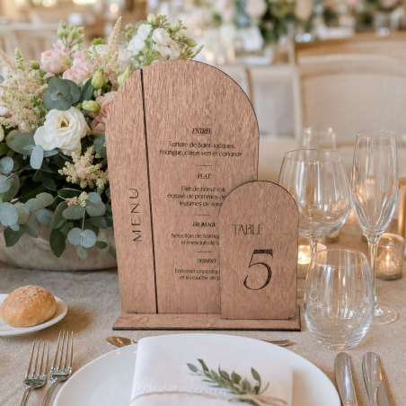 Menu en bois, modèle arche