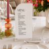 Menu et numéro en plexiglas