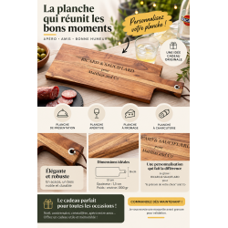 Ricard & Sauciflard  "Votre prénom" and co ,  Planche en Acacia