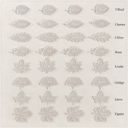 Feuille,  Marque Place en plexiglas gravé.